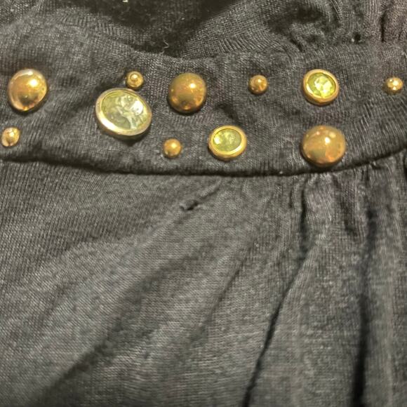 Vintage 2000s Twenty One Black Beaded Gathered Waist USA Made Medium - Picture 8 of 11